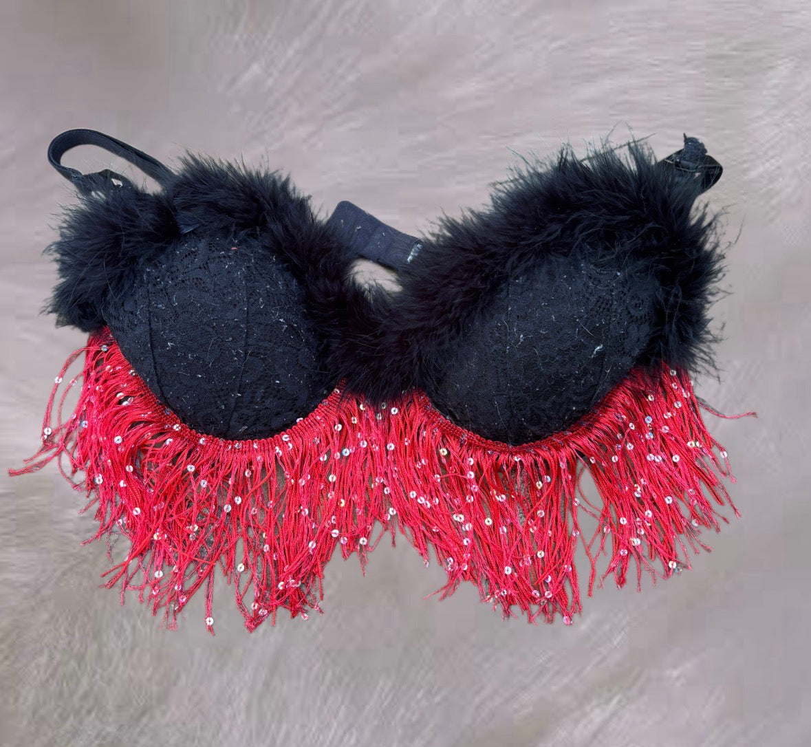 1/1 Red & Black Bra